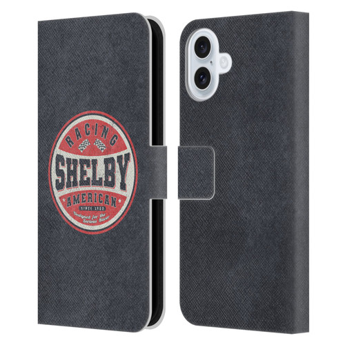 Shelby Logos Vintage Badge Leather Book Wallet Case Cover For Apple iPhone 16 Plus