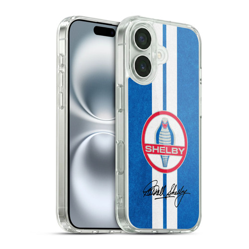 Shelby Logos Distressed Blue Soft Gel Case for Apple iPhone 16