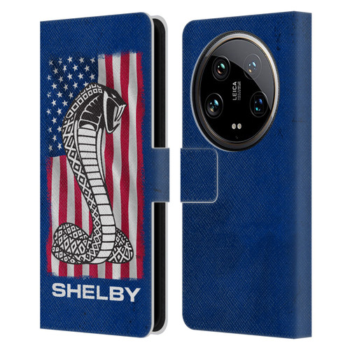 Shelby Logos American Flag Leather Book Wallet Case Cover For Xiaomi 14 Ultra