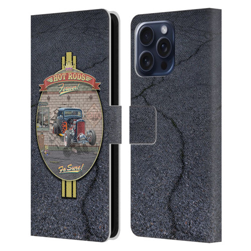 Larry Grossman Retro Collection Hot Rods Forever Leather Book Wallet Case Cover For Apple iPhone 16 Pro Max