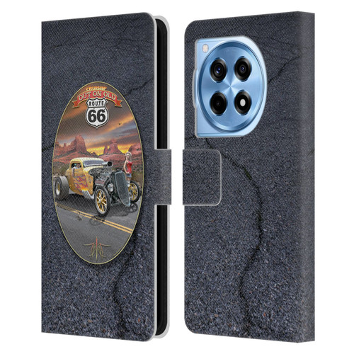Larry Grossman Retro Collection Route 66 Hot Rod Coupe Leather Book Wallet Case Cover For OnePlus 12R