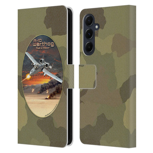 Larry Grossman Retro Collection A-10 Warthog Leather Book Wallet Case Cover For Samsung Galaxy A55 5G