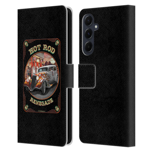 Larry Grossman Retro Collection Hot Rod Renegade Leather Book Wallet Case Cover For Samsung Galaxy A55 5G