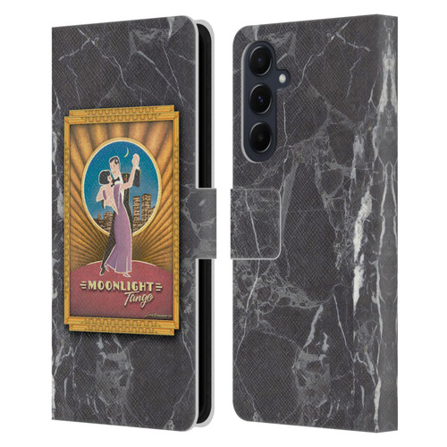 Larry Grossman Retro Collection Moonlight Tango Leather Book Wallet Case Cover For Samsung Galaxy A55 5G