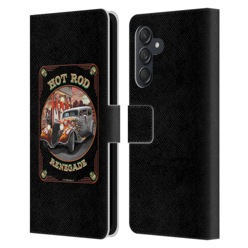 Larry Grossman Retro Collection Hot Rod Renegade Leather Book Wallet Case Cover For Samsung Galaxy M55 5G