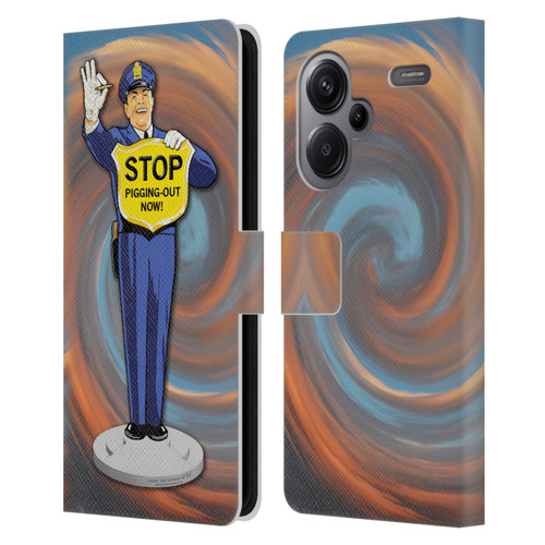 Larry Grossman Retro Collection Stop Pigging Out Leather Book Wallet Case Cover For Xiaomi Redmi Note 13 Pro Plus 5G
