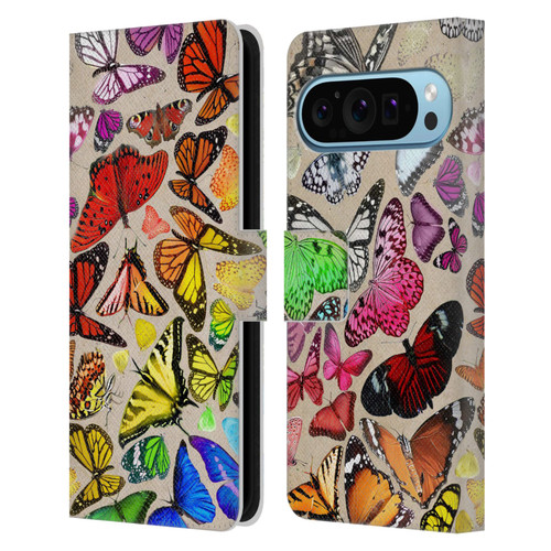 Anthony Christou Art Rainbow Butterflies Leather Book Wallet Case Cover For Google Pixel 9 / Pixel 9 Pro