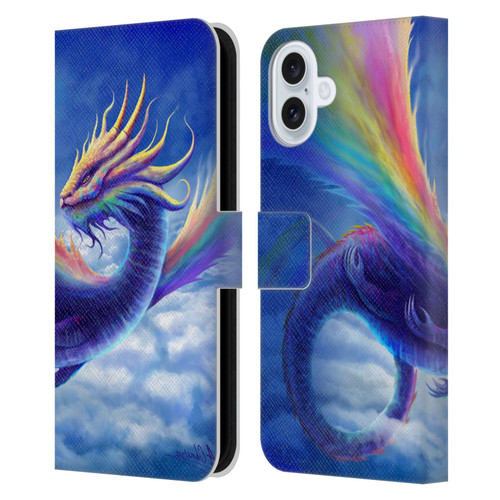 Anthony Christou Art Rainbow Dragon Leather Book Wallet Case Cover For Apple iPhone 16 Plus