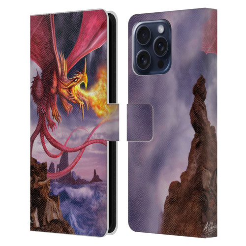Anthony Christou Art Fire Dragon Leather Book Wallet Case Cover For Apple iPhone 16 Pro Max