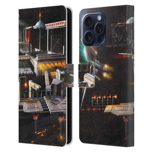 Anthony Christou Art Space Station Leather Book Wallet Case Cover For Apple iPhone 16 Pro Max