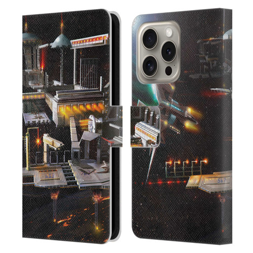 Anthony Christou Art Space Station Leather Book Wallet Case Cover For Apple iPhone 16 Pro