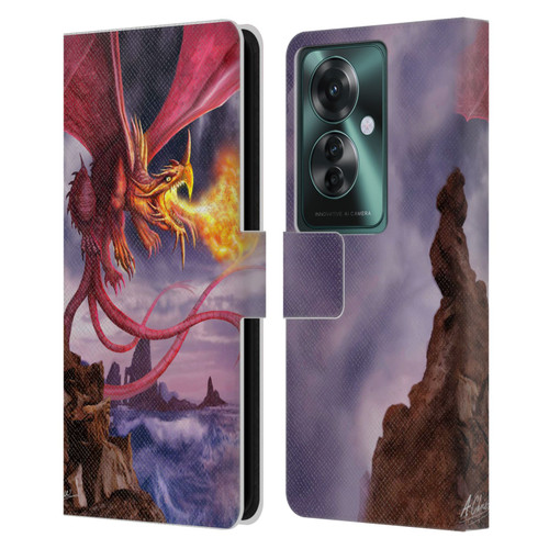 Anthony Christou Art Fire Dragon Leather Book Wallet Case Cover For OPPO Reno11 F 5G / F25 Pro 5G