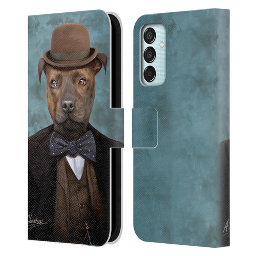 Anthony Christou Art Sir Edmund Bulldog Leather Book Wallet Case Cover For Samsung Galaxy M15/F15 5G