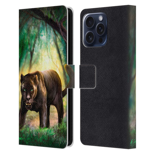 Anthony Christou Fantasy Art Black Panther Leather Book Wallet Case Cover For Apple iPhone 16 Pro Max