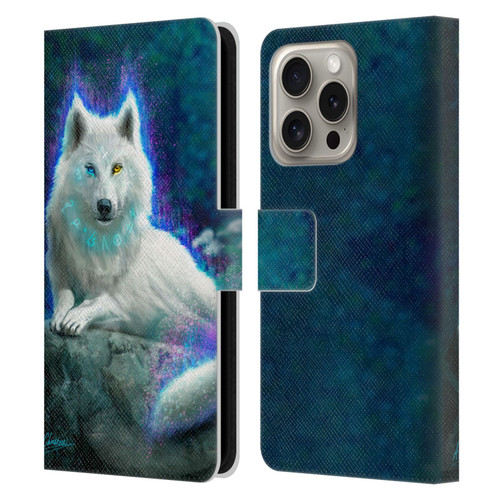 Anthony Christou Fantasy Art White Wolf Leather Book Wallet Case Cover For Apple iPhone 16 Pro