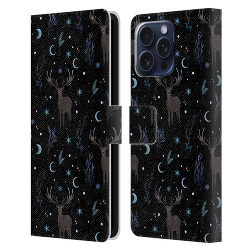 Episodic Drawing Art Winter Deer Pattern Leather Book Wallet Case Cover For Apple iPhone 16 Pro Max
