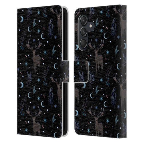 Episodic Drawing Art Winter Deer Pattern Leather Book Wallet Case Cover For Samsung Galaxy M55 5G