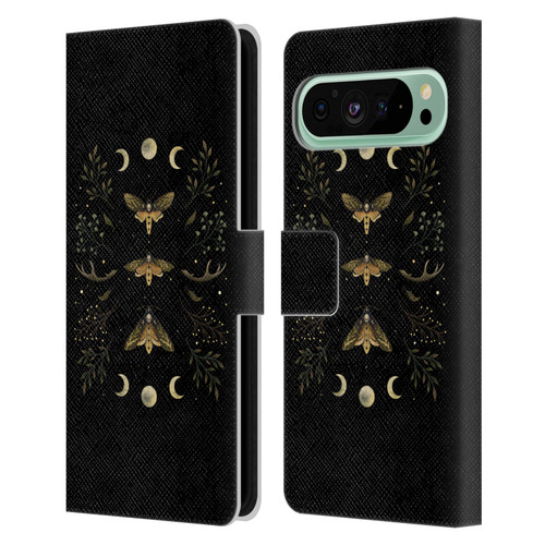 Episodic Drawing Illustration Animals Death Head Moth Night Leather Book Wallet Case Cover For Google Pixel 9 Pro XL