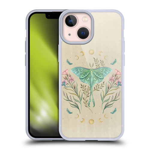 Episodic Drawing Illustration Animals Moth, Butterflies, & Flowers Soft Gel Case for Apple iPhone 13 Mini