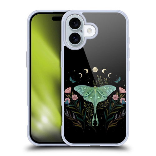 Episodic Drawing Illustration Animals Moth and Flowers Soft Gel Case for Apple iPhone 16