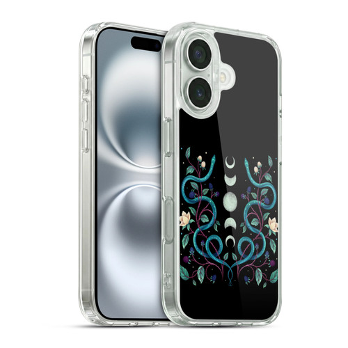 Episodic Drawing Illustration Animals Serpent Moon Soft Gel Case for Apple iPhone 16 & MagSafe