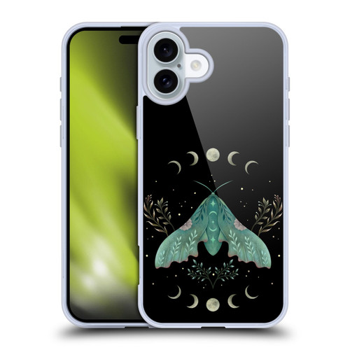 Episodic Drawing Illustration Animals Moon & Moth Soft Gel Case for Apple iPhone 16 Plus