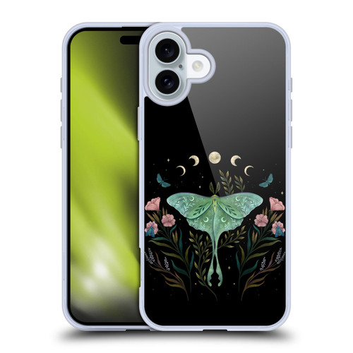 Episodic Drawing Illustration Animals Moth and Flowers Soft Gel Case for Apple iPhone 16 Plus