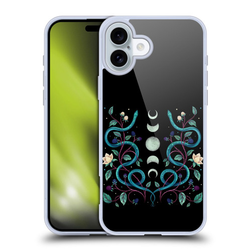 Episodic Drawing Illustration Animals Serpent Moon Soft Gel Case for Apple iPhone 16 Plus