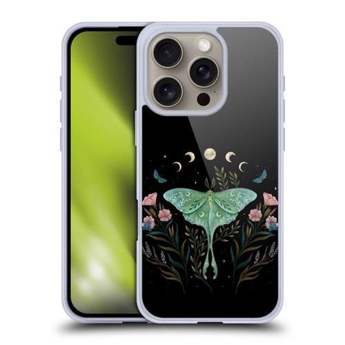 Episodic Drawing Illustration Animals Moth and Flowers Soft Gel Case for Apple iPhone 16 Pro