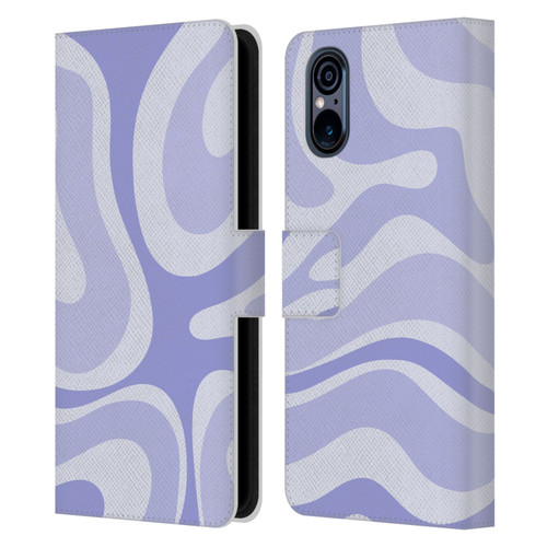Kierkegaard Design Studio Art Modern Liquid Swirl Purple Leather Book Wallet Case Cover For Sony Xperia 5 V 5G