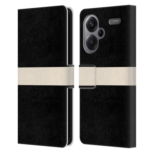 Kierkegaard Design Studio Art Stripe Minimalist Black Cream Leather Book Wallet Case Cover For Xiaomi Redmi Note 13 Pro Plus 5G