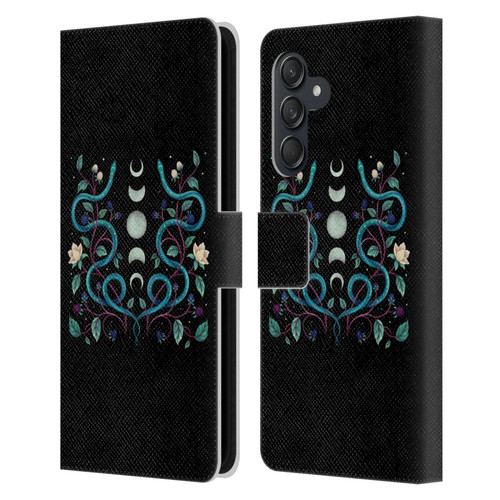 Episodic Drawing Illustration Animals Serpent Moon Leather Book Wallet Case Cover For Samsung Galaxy M55 5G