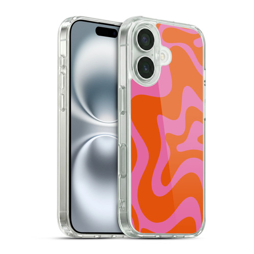 Kierkegaard Design Studio Retro Abstract Patterns Hot Pink Orange Swirl Soft Gel Case for Apple iPhone 16 & MagSafe