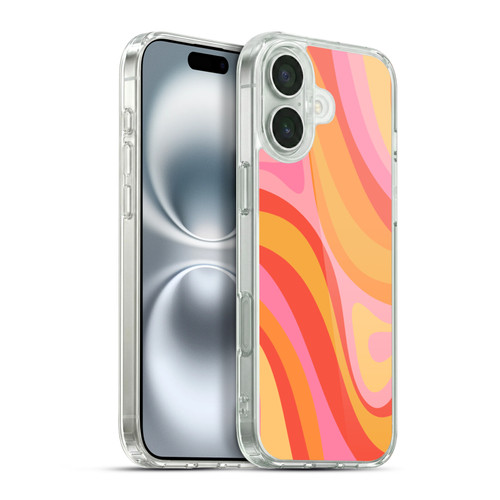 Kierkegaard Design Studio Retro Abstract Patterns Pink Orange Yellow Swirl Soft Gel Case for Apple iPhone 16 Plus & MagSafe