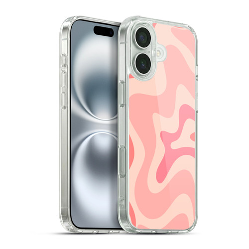 Kierkegaard Design Studio Retro Abstract Patterns Soft Pink Liquid Swirl Soft Gel Case for Apple iPhone 16 Plus & MagSafe