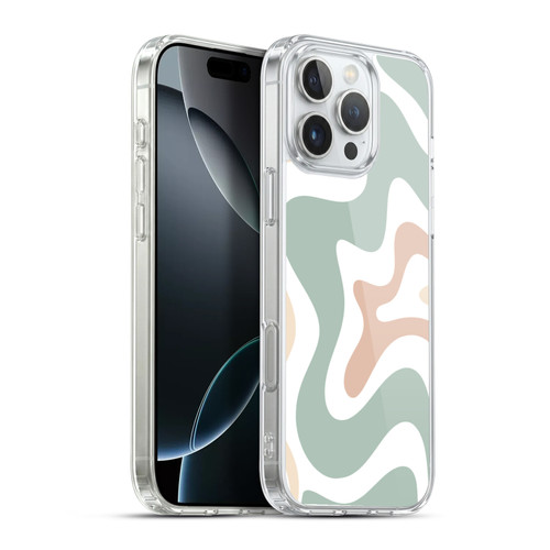 Kierkegaard Design Studio Retro Abstract Patterns Celadon Sage Swirl Soft Gel Case for Apple iPhone 16 Pro Max & MagSafe