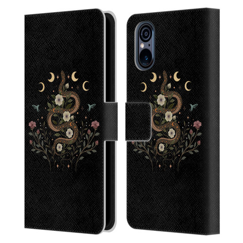Episodic Drawing Illustration Animals Serpent Spell Leather Book Wallet Case Cover For Sony Xperia 5 V 5G