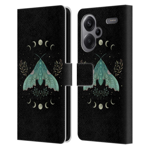 Episodic Drawing Illustration Animals Moon & Moth Leather Book Wallet Case Cover For Xiaomi Redmi Note 13 Pro Plus 5G