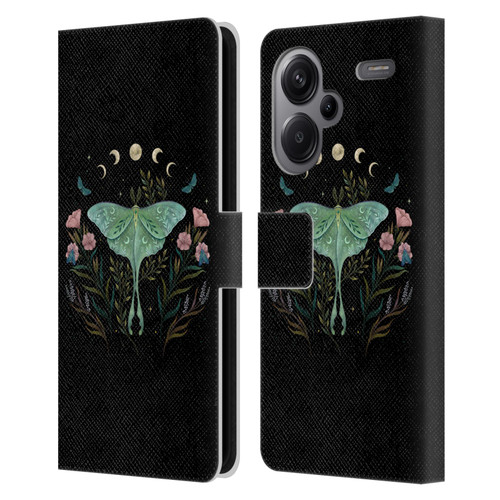 Episodic Drawing Illustration Animals Moth and Flowers Leather Book Wallet Case Cover For Xiaomi Redmi Note 13 Pro Plus 5G