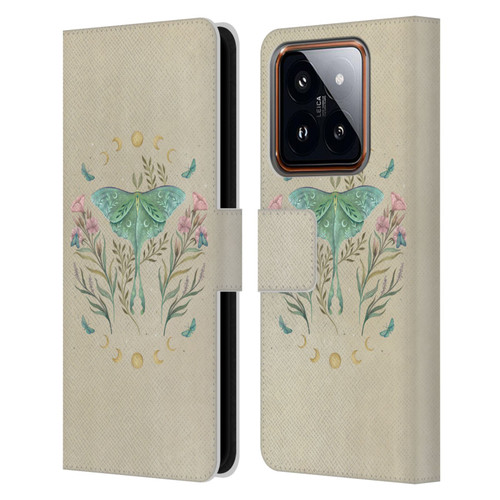 Episodic Drawing Illustration Animals Moth, Butterflies, & Flowers Leather Book Wallet Case Cover For Xiaomi 14