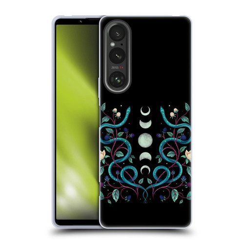 Episodic Drawing Illustration Animals Serpent Moon Soft Gel Case for Sony Xperia 1 V 5G