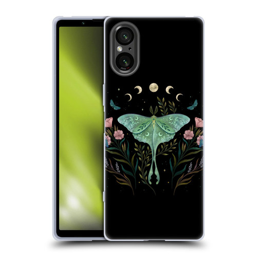 Episodic Drawing Illustration Animals Moth and Flowers Soft Gel Case for Sony Xperia 5 V 5G