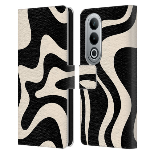 Kierkegaard Design Studio Retro Abstract Patterns Black Almond Cream Swirl Leather Book Wallet Case Cover For OPPO OnePlus Ace 3V 5G