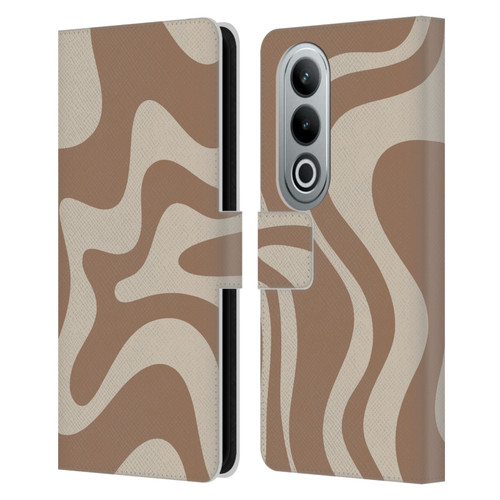 Kierkegaard Design Studio Retro Abstract Patterns Milk Brown Beige Swirl Leather Book Wallet Case Cover For OPPO OnePlus Ace 3V 5G