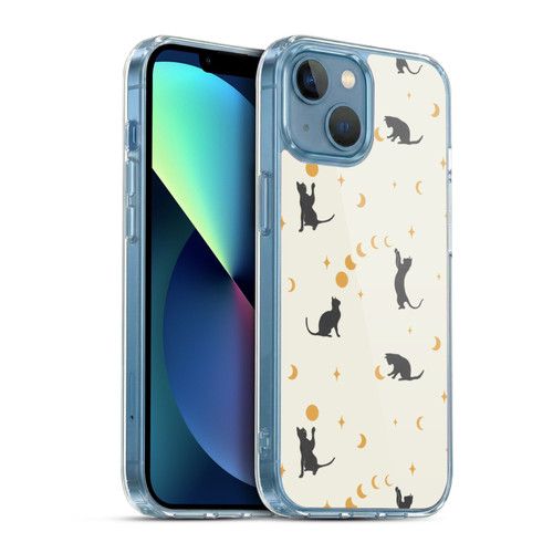 Episodic Drawing Pattern Cat And Moon Soft Gel Case for Apple iPhone 13 Mini & MagSafe