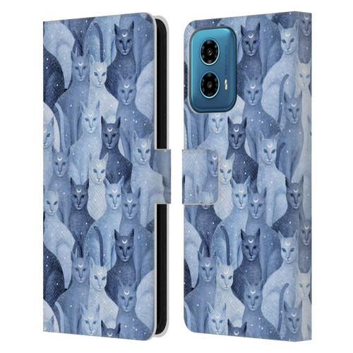 Episodic Drawing Pattern Cats Leather Book Wallet Case Cover For Motorola Moto G34 5G