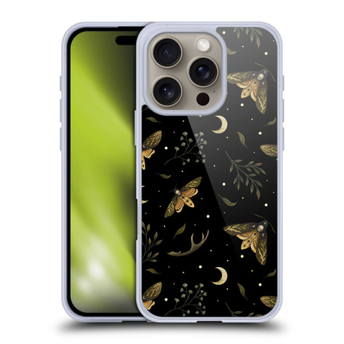 Episodic Drawing Pattern Death Head Moth Soft Gel Case for Apple iPhone 16 Pro