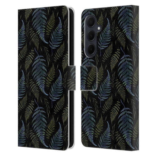 Episodic Drawing Pattern Leaves Leather Book Wallet Case Cover For Samsung Galaxy A35 5G