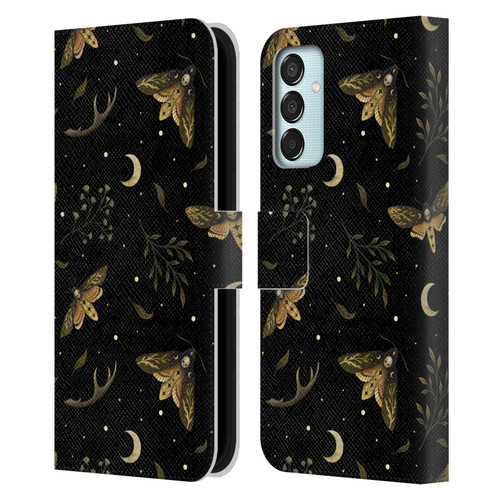 Episodic Drawing Pattern Death Head Moth Leather Book Wallet Case Cover For Samsung Galaxy M15/F15 5G