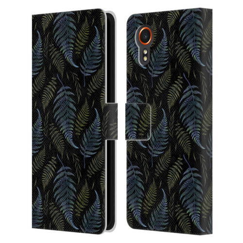 Episodic Drawing Pattern Leaves Leather Book Wallet Case Cover For Samsung Galaxy Xcover7 5G